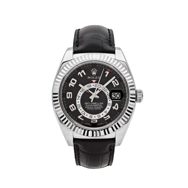 Rolex Sky-Dweller 326139 White Gold Black Dial Leather Strap - View 13