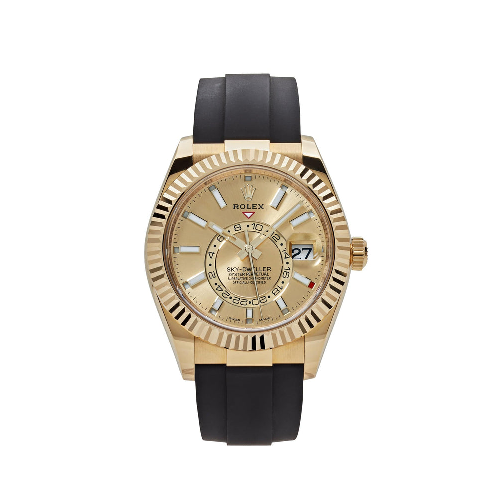 Rolex Sky-Dweller 326238 Yellow Gold Champagne Dial Rubber Strap (2022) - View 14