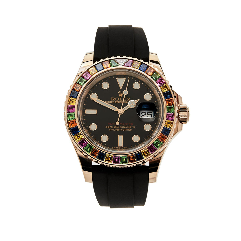 Rolex Yacht-Master 116695SATS Rose Gold Black Dial Rainbow Bezel - View 4