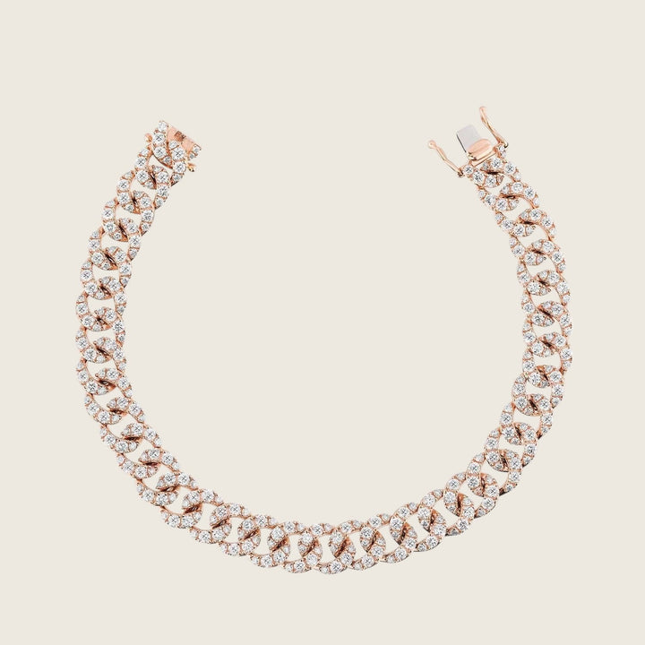 Rose Gold and Diamond Cuban Link Bracelet - View 4
