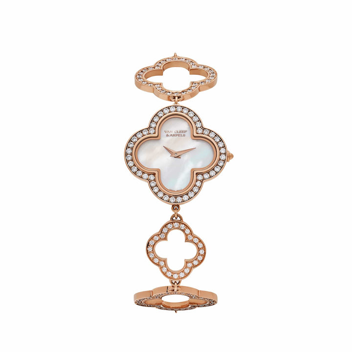 Van Cleef & Arpels Alhambra 2365149 'Ladies' Vintage Rose Gold White Mother of Pearl Dial Quartz Watch - View 13